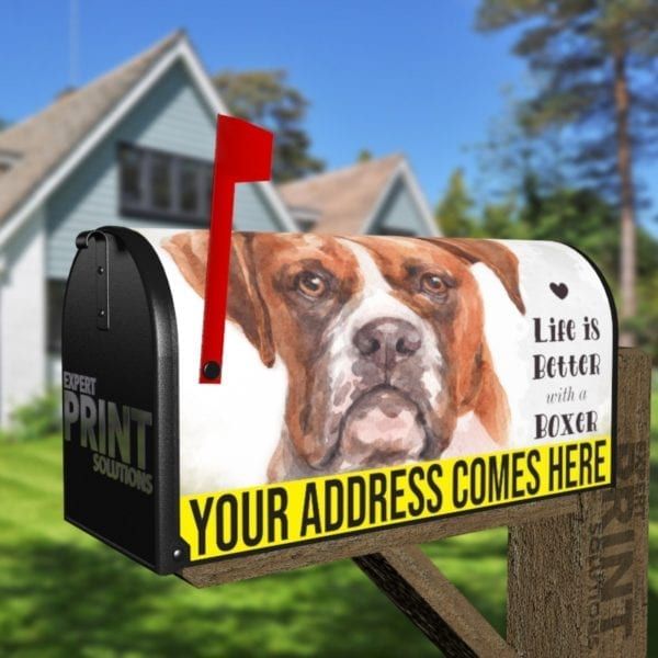 Life is Better with a Boxer Decorative Curbside Farm Mailbox Cover