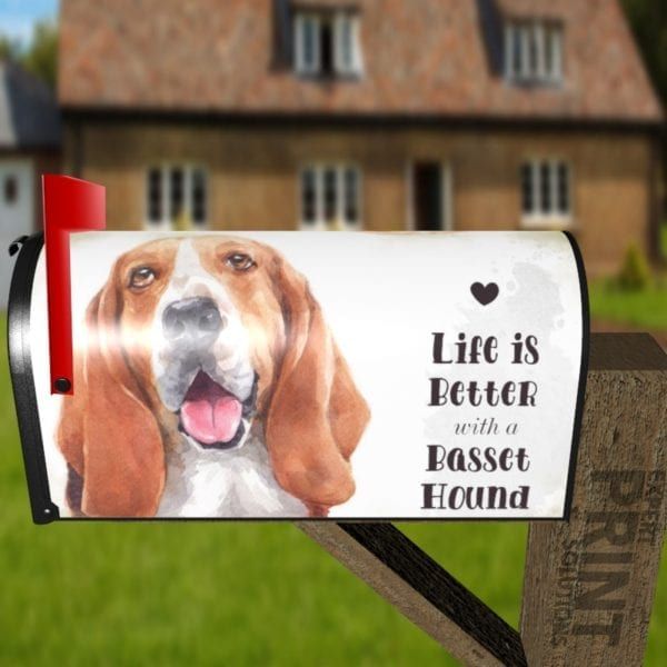 Life is Better with a Basset Hound Decorative Curbside Farm Mailbox Cover