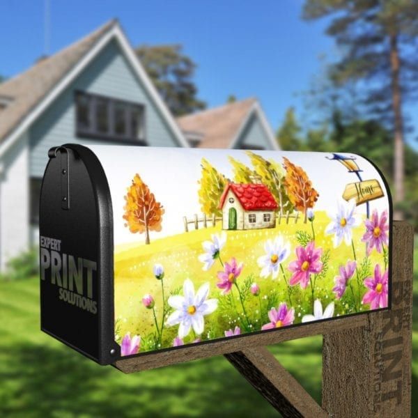 Little Adorable Flower Cottage Decorative Curbside Farm Mailbox Cover