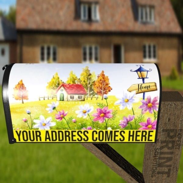 Little Adorable Flower Cottage Decorative Curbside Farm Mailbox Cover