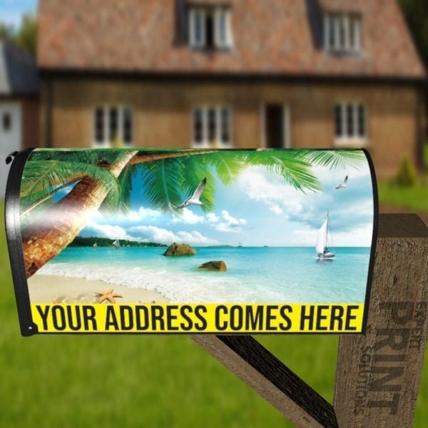 Tropical Paradise Beach #1 Decorative Curbside Farm Mailbox Cover