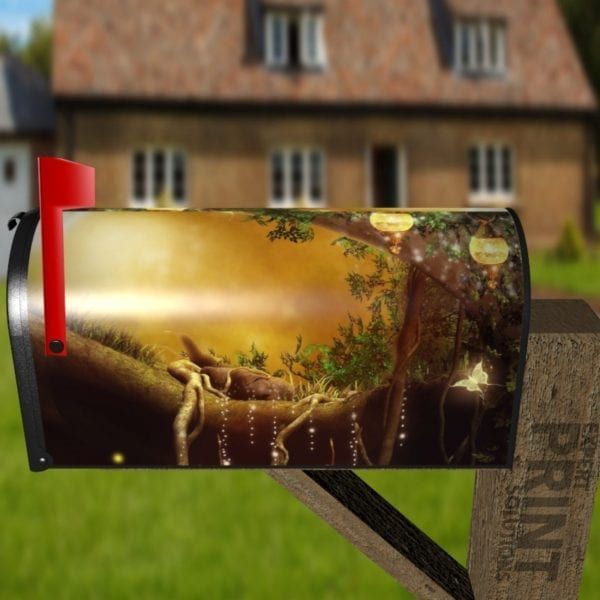 Magical Forest with Fireflies Decorative Curbside Farm Mailbox Cover