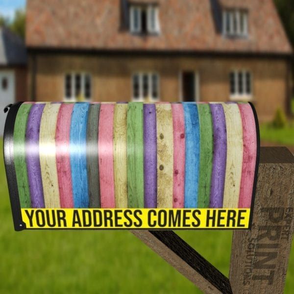 Colorful Wood Pattern Decorative Curbside Farm Mailbox Cover