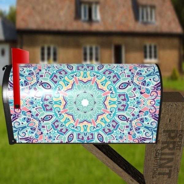 Bohemian Folk Art Ethnic Mandala Design #1 Decorative Curbside Farm Mailbox Cover