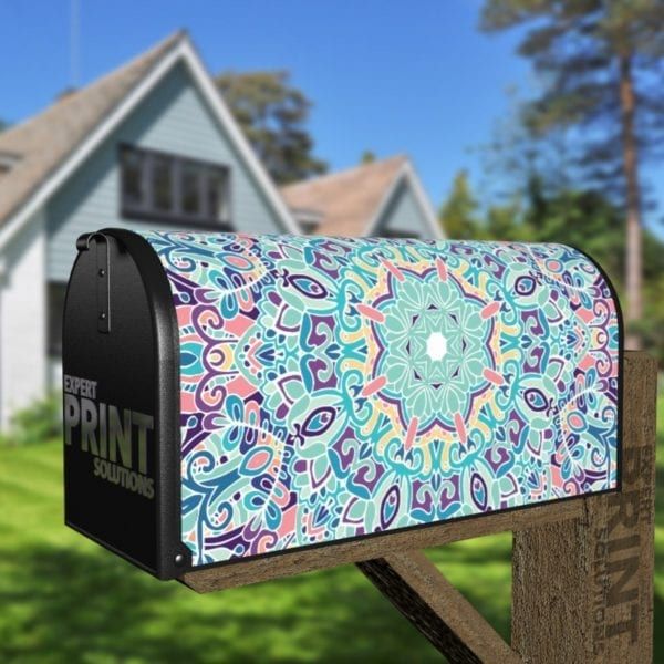 Bohemian Folk Art Ethnic Mandala Design #1 Decorative Curbside Farm Mailbox Cover