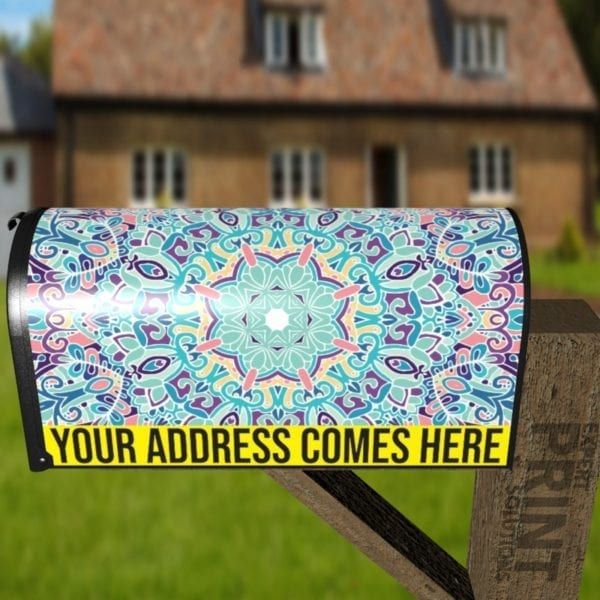 Bohemian Folk Art Ethnic Mandala Design #1 Decorative Curbside Farm Mailbox Cover