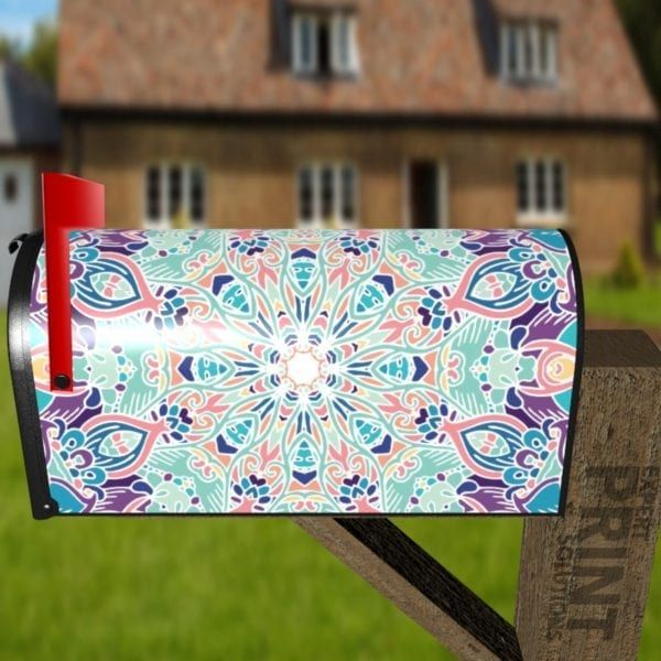 Bohemian Folk Art Ethnic Mandala Design #2 Decorative Curbside Farm Mailbox Cover