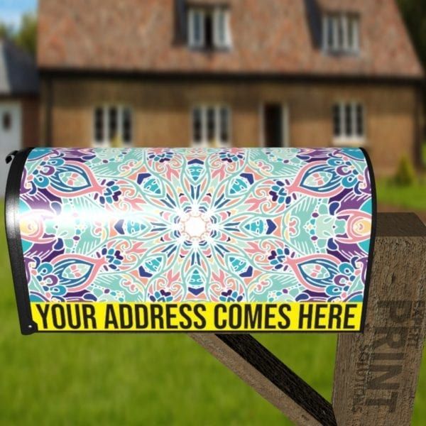 Bohemian Folk Art Ethnic Mandala Design #2 Decorative Curbside Farm Mailbox Cover