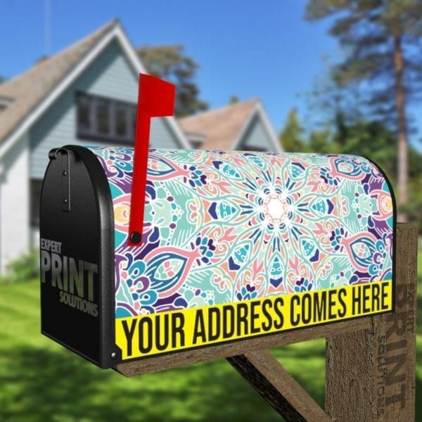 Bohemian Folk Art Ethnic Mandala Design #2 Decorative Curbside Farm Mailbox Cover