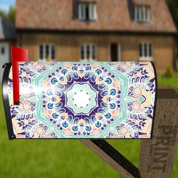 Bohemian Folk Art Ethnic Mandala Design #3 Decorative Curbside Farm Mailbox Cover