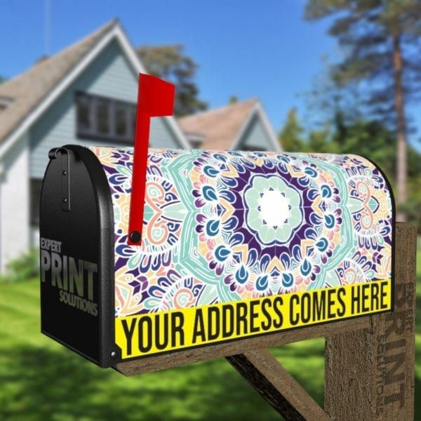 Bohemian Folk Art Ethnic Mandala Design #3 Decorative Curbside Farm Mailbox Cover