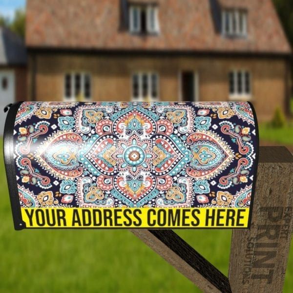 Bohemian Folk Art Ethnic Mandala Design #4 Decorative Curbside Farm Mailbox Cover