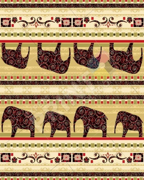 Bohemian Folk Art African Elephants Patchwork Pattern #1 Decorative Curbside Farm Mailbox Cover