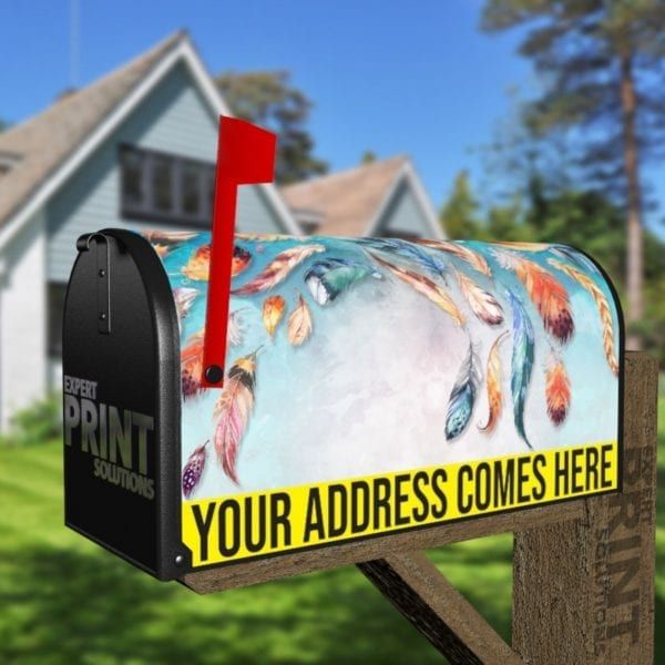 Native Design with Feathers #2 Decorative Curbside Farm Mailbox Cover