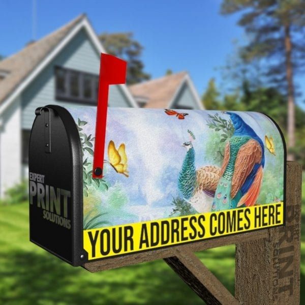 Beautiful Summer Peacock Couple Decorative Curbside Farm Mailbox Cover