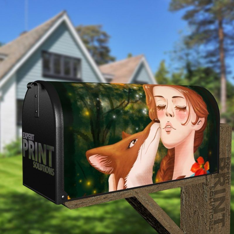 Forest Fairy and a Fox Decorative Curbside Farm Mailbox Cover
