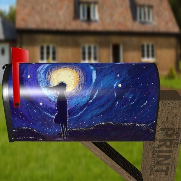 Starry Night with a Girl Decorative Curbside Farm Mailbox Cover