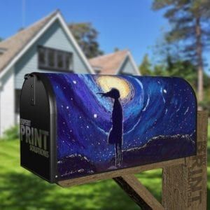 Starry Night with a Girl Decorative Curbside Farm Mailbox Cover
