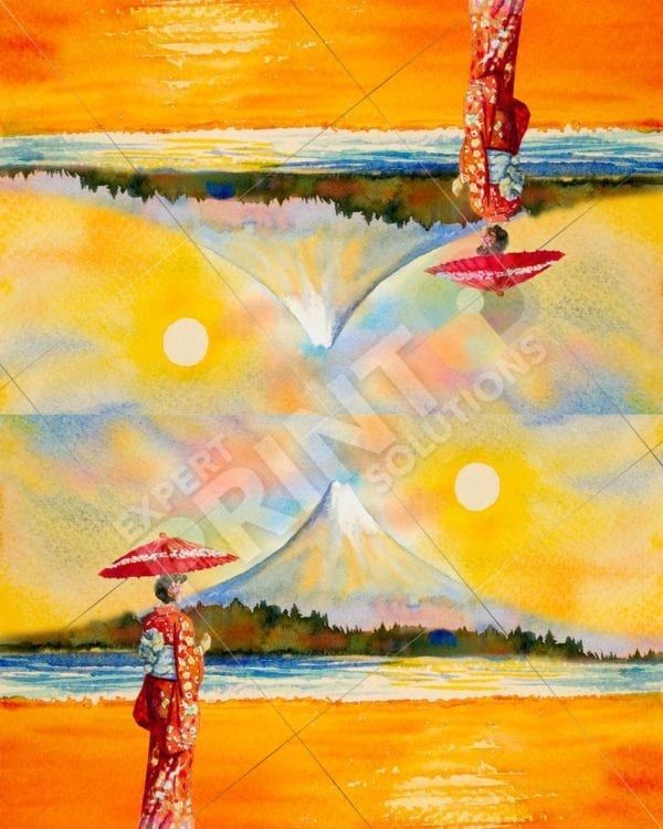 Beautiful Geisha and Mount Fuji Decorative Curbside Farm Mailbox Cover