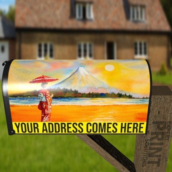 Beautiful Geisha and Mount Fuji Decorative Curbside Farm Mailbox Cover