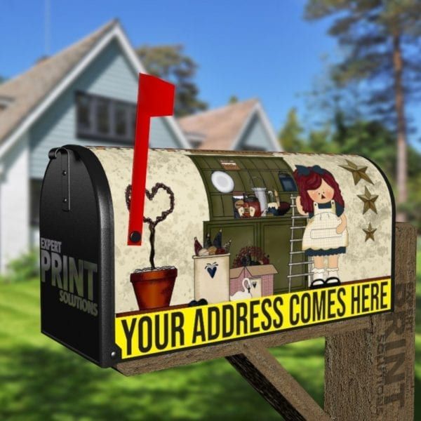 Prim Raggedy Ann's Kitchen #1 Decorative Curbside Farm Mailbox Cover