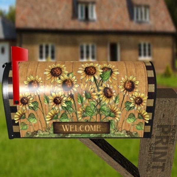 Sunflower Welcome Decorative Curbside Farm Mailbox Cover