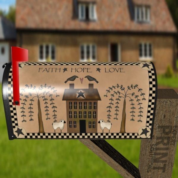 Faith Hope Love Saltbox House Decorative Curbside Farm Mailbox Cover