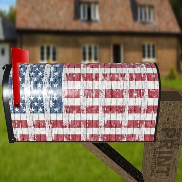 Rustic American Falg Decorative Curbside Farm Mailbox Cover