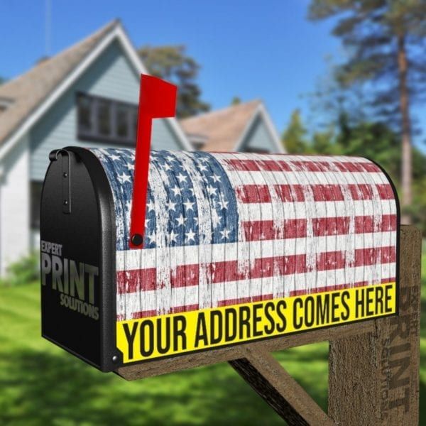Rustic American Falg Decorative Curbside Farm Mailbox Cover