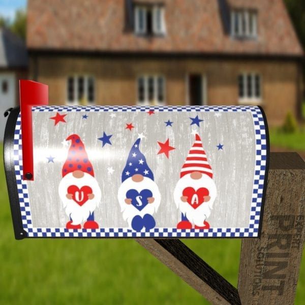 Little USA Patriot Gnomes Decorative Curbside Farm Mailbox Cover