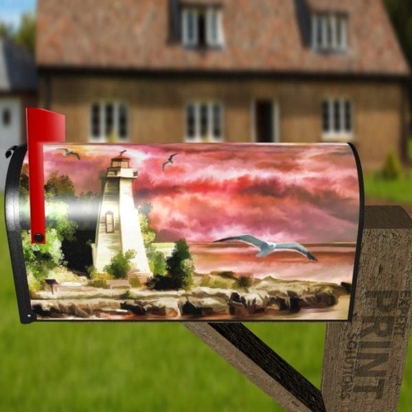 Lighthouse Before Storm Decorative Curbside Farm Mailbox Cover