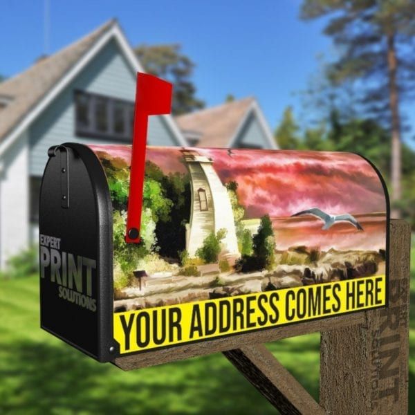 Lighthouse Before Storm Decorative Curbside Farm Mailbox Cover