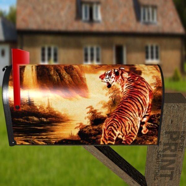 Hunting Tiger by the River Decorative Curbside Farm Mailbox Cover