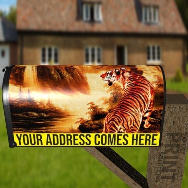 Hunting Tiger by the River Decorative Curbside Farm Mailbox Cover