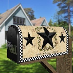 Primitive Country Folk Barn Star #4 - Home Sweet Home Decorative Curbside Farm Mailbox Cover