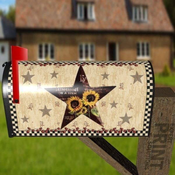 Primitive Country Folk Barn Star #2 - Welcome Decorative Curbside Farm Mailbox Cover