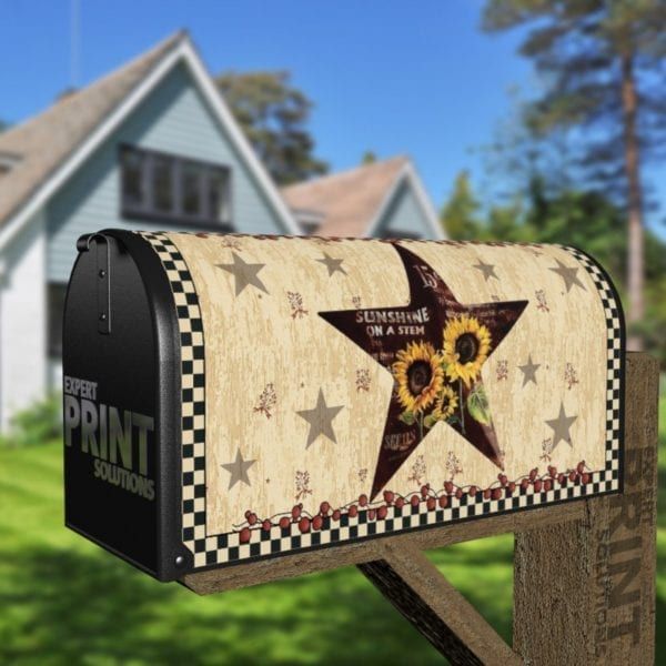 Primitive Country Folk Barn Star #2 - Welcome Decorative Curbside Farm Mailbox Cover