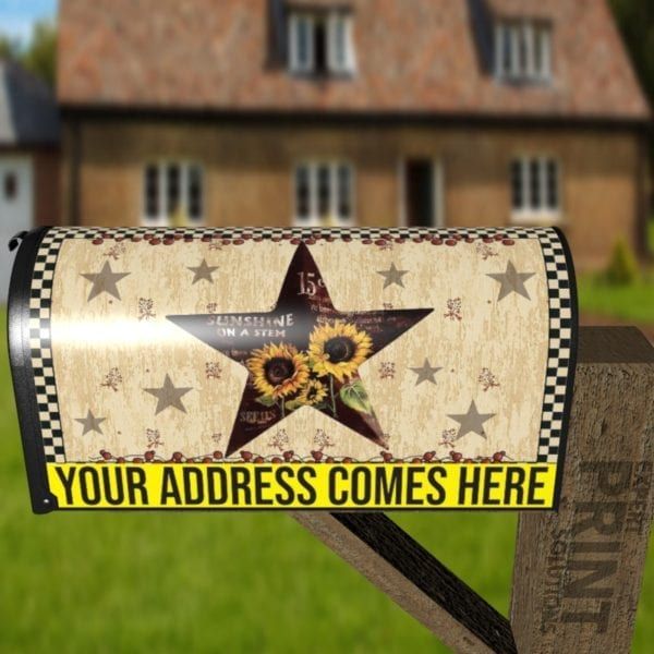 Primitive Country Folk Barn Star #2 - Welcome Decorative Curbside Farm Mailbox Cover