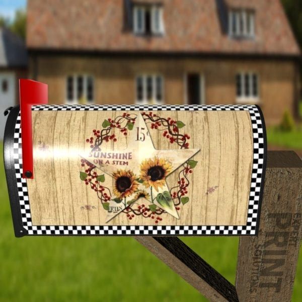 Primitive Country Folk Barn Star #1 - Sunshine on a Stem Decorative Curbside Farm Mailbox Cover