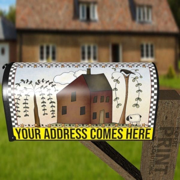 Primitive Country Folk Design #17 - Home is Wherever I'm with You Decorative Curbside Farm Mailbox Cover