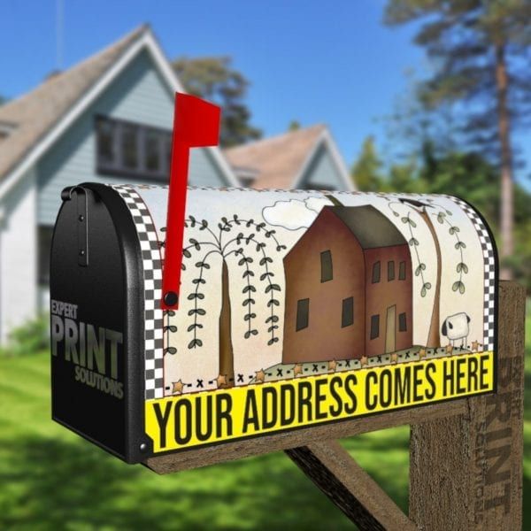 Primitive Country Folk Design #17 - Home is Wherever I'm with You Decorative Curbside Farm Mailbox Cover