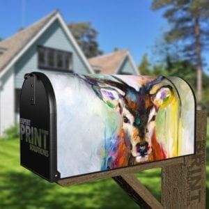 Beautiful Rainbow Deer Decorative Curbside Farm Mailbox Cover