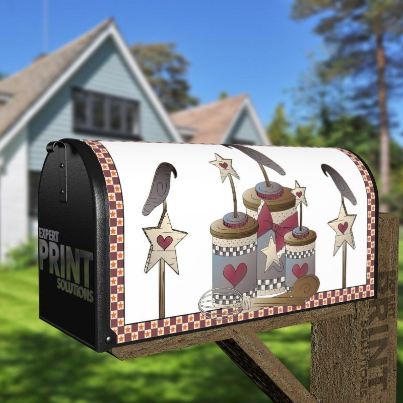 Primitive Country Folk Design #6 - Happiness is Homemade Decorative Curbside Farm Mailbox Cover
