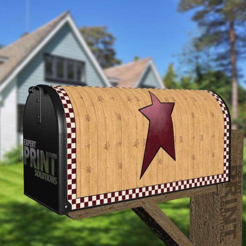 Primitive Red Barn Star Decorative Curbside Farm Mailbox Cover