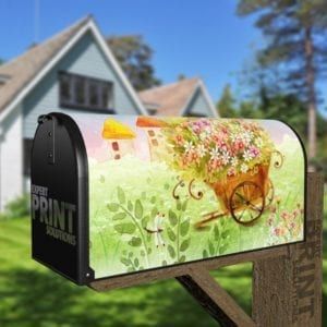 Little Cart with Lots of Flowers Decorative Curbside Farm Mailbox Cover