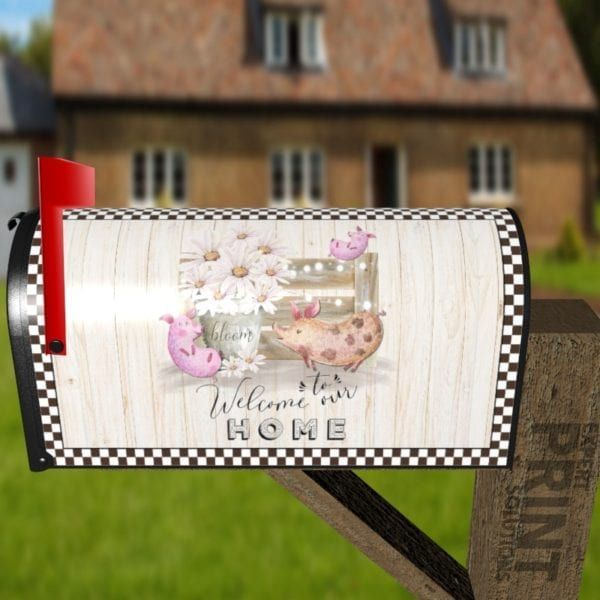 Cute Farmhouse Pig Family Decorative Curbside Farm Mailbox Cover