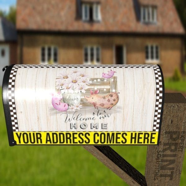 Cute Farmhouse Pig Family Decorative Curbside Farm Mailbox Cover