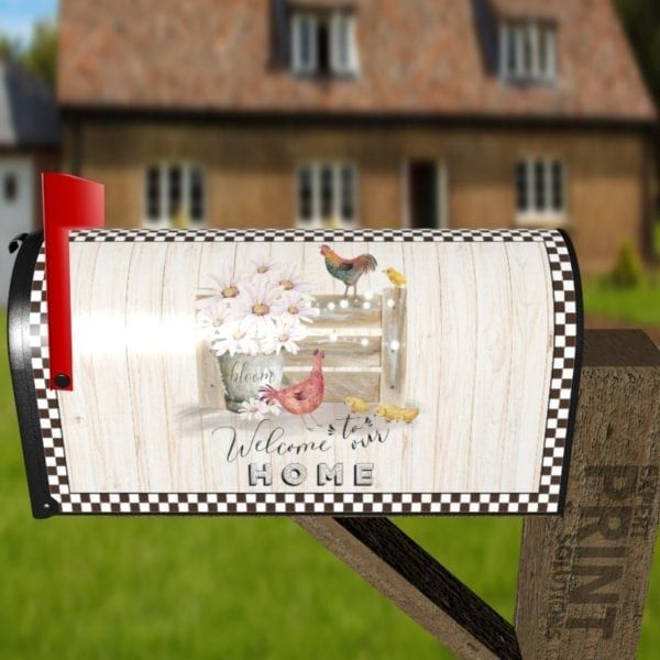 Cute Farmhouse Chicken Family Decorative Curbside Farm Mailbox Cover