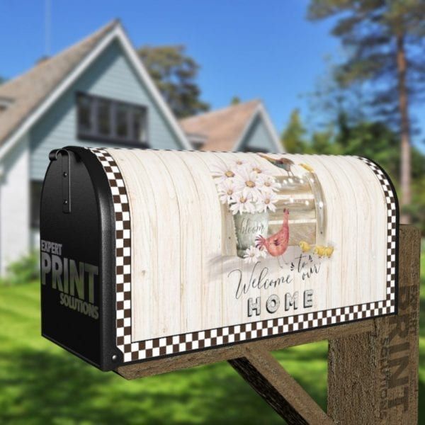 Cute Farmhouse Chicken Family Decorative Curbside Farm Mailbox Cover