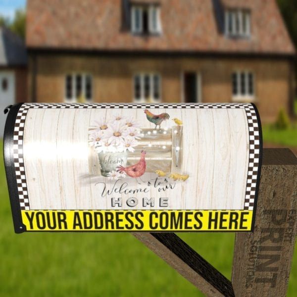 Cute Farmhouse Chicken Family Decorative Curbside Farm Mailbox Cover